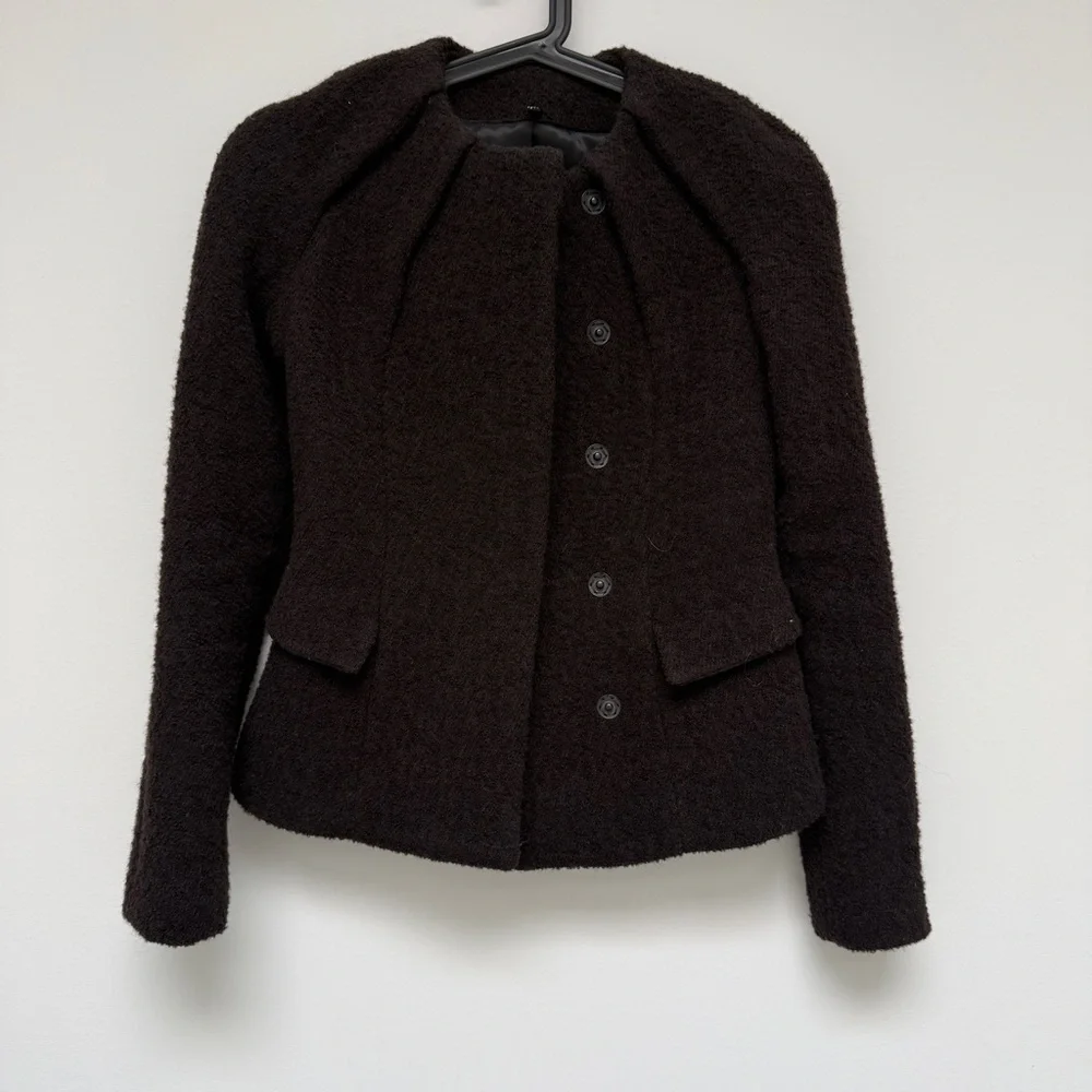 H&M STUDIO COLLECTION WOOL-BLEND PLEAT-NECKLINE JACKET - Picture 4 of 7